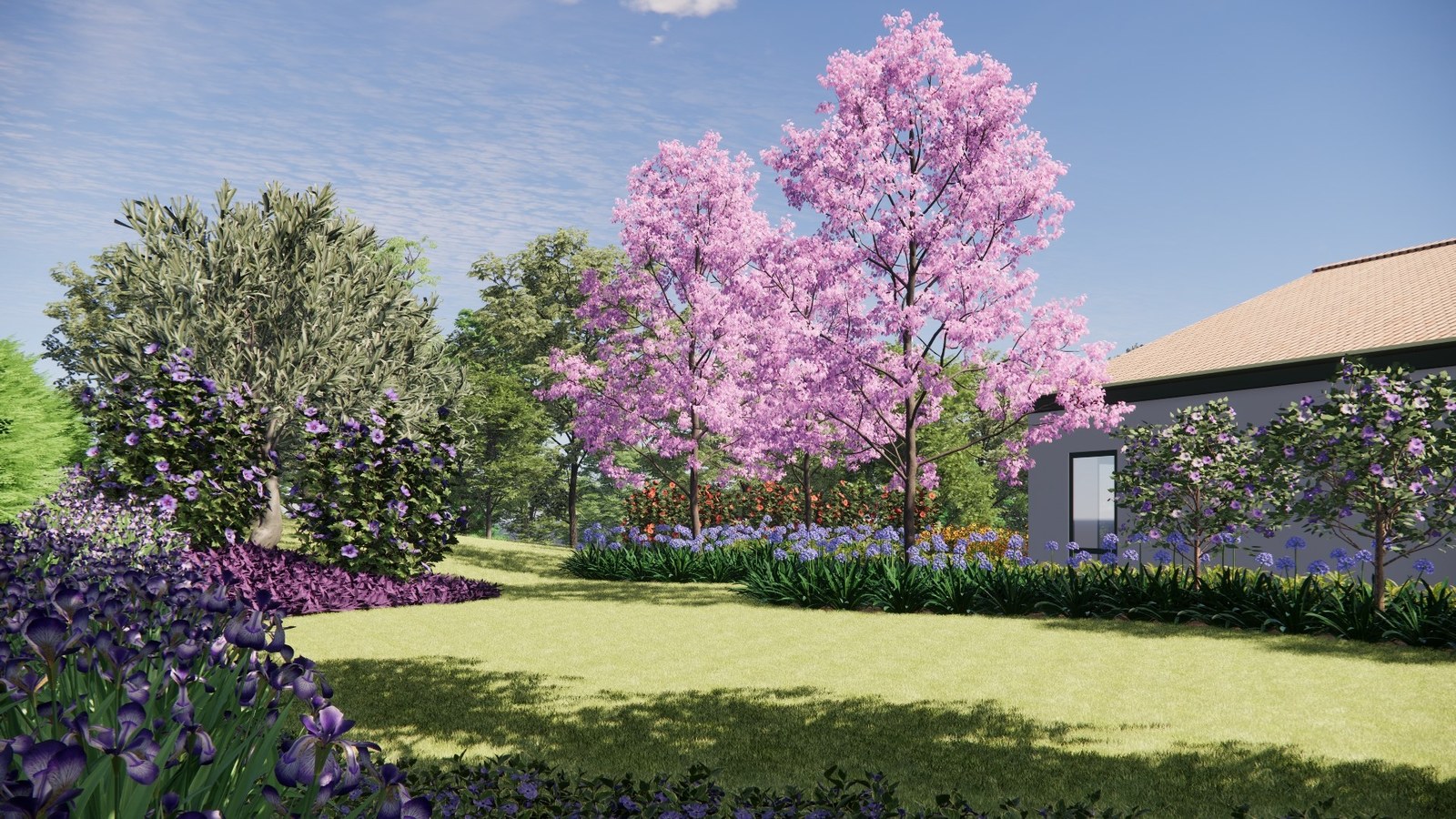 Projeto Varioflore, em Poços de Caldas: paisagem com floradas, texturas e espaços de convivência ao ar livre da SALA